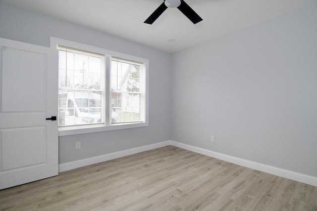 664 Mckinstry Ave, Chicopee, MA 01020 - unfurnished room featuring ceiling fan, light wood-style floors, and baseboards