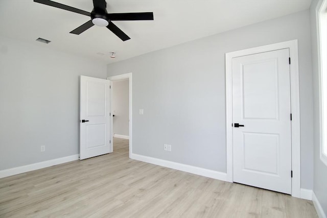 664 Mckinstry Ave, Chicopee, MA 01020 - unfurnished bedroom with light wood-type flooring, baseboards, and ceiling fan