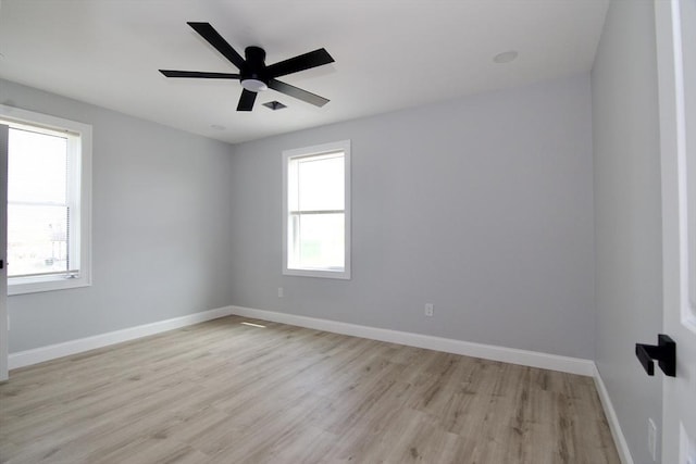 664 Mckinstry Ave, Chicopee, MA 01020 - spare room with plenty of natural light, light wood-style floors, baseboards, and a ceiling fan