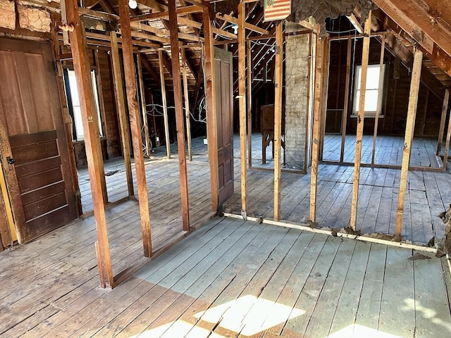 view of unfinished attic