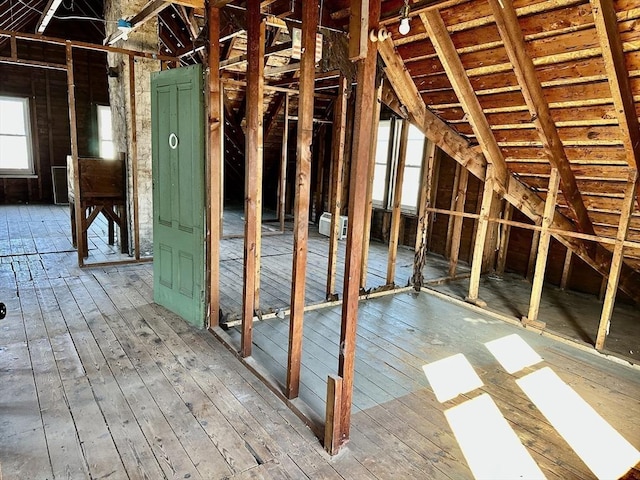 view of unfinished attic