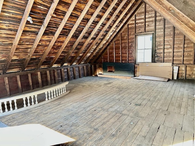 view of unfinished attic