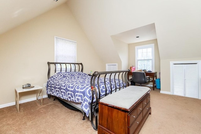 60 Spencer St Unit 60, Millis, MA 02054 - bedroom featuring light carpet, lofted ceiling, and baseboards