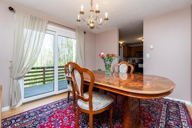 60 Spencer St Unit 60, Millis, MA 02054 - dining room with a chandelier, wood finished floors, and baseboards