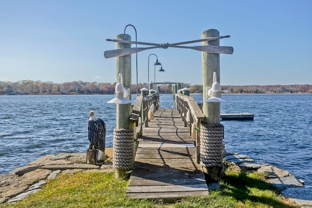 dock area featuring a water view