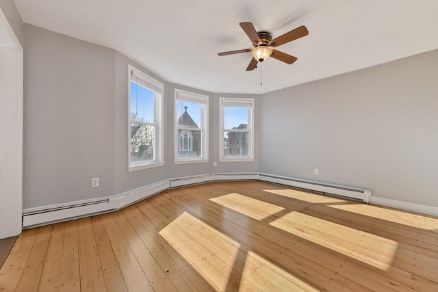 unfurnished room with hardwood / wood-style floors and ceiling fan