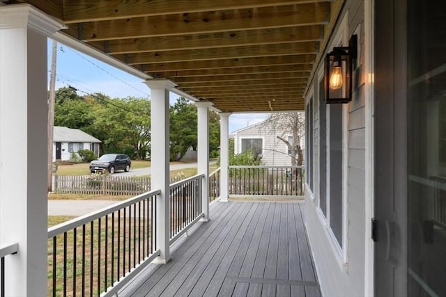 deck featuring a porch