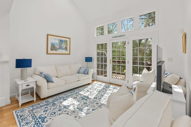 47 Blue Spruce Way Unit 47, Mashpee, MA 02649 - living room featuring wood finished floors and high vaulted ceiling