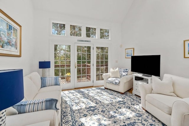 47 Blue Spruce Way Unit 47, Mashpee, MA 02649 - living room with high vaulted ceiling and wood finished floors