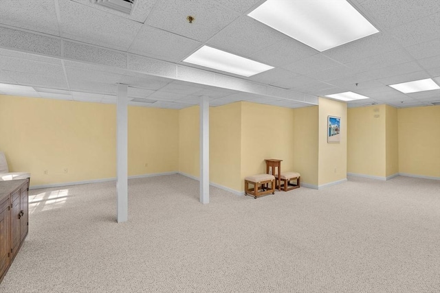 47 Blue Spruce Way Unit 47, Mashpee, MA 02649 - finished basement featuring light colored carpet, visible vents, baseboards, and a paneled ceiling
