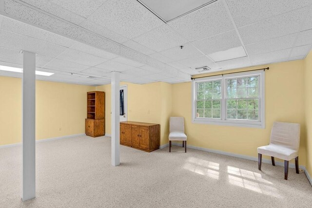 47 Blue Spruce Way Unit 47, Mashpee, MA 02649 - living area with a paneled ceiling, carpet flooring, visible vents, and baseboards