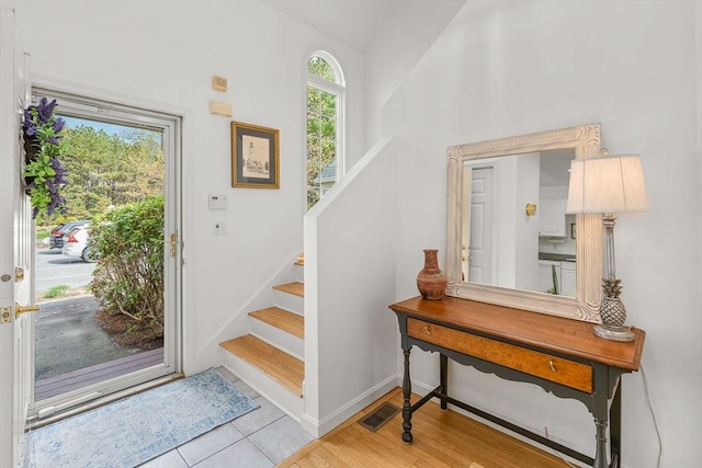 47 Blue Spruce Way Unit 47, Mashpee, MA 02649 - entryway with stairs, baseboards, and visible vents