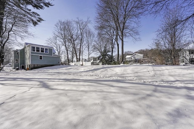 view of yard layered in snow