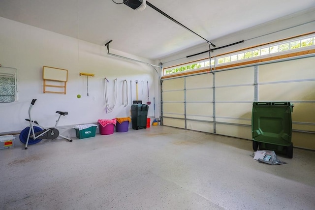 garage with a garage door opener
