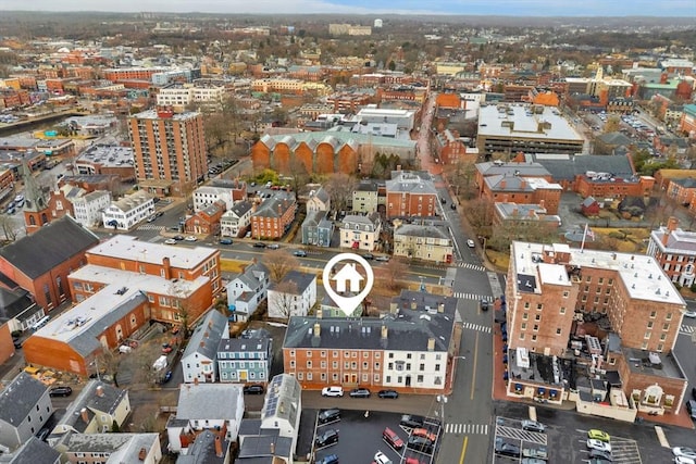 birds eye view of property with a view of city