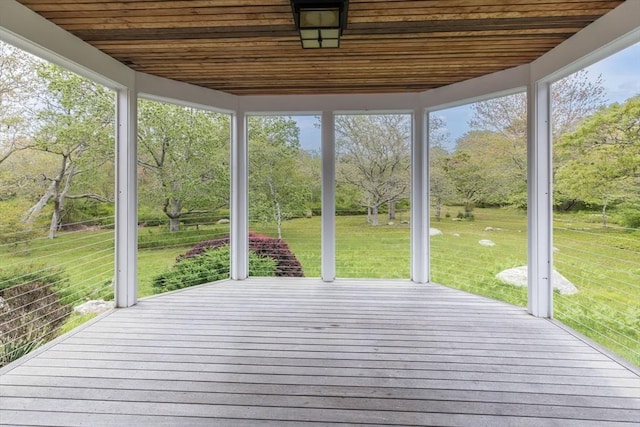 9 Beetlebung Grove Way, Chilmark, MA 02535 - wooden terrace featuring a lawn and view of scattered trees