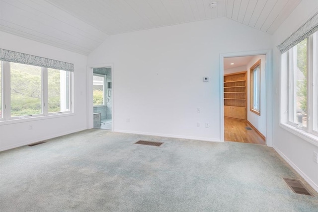 9 Beetlebung Grove Way, Chilmark, MA 02535 - carpeted empty room with lofted ceiling, healthy amount of natural light, wood ceiling, and baseboards