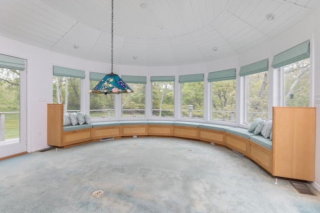 9 Beetlebung Grove Way, Chilmark, MA 02535 - unfurnished sunroom featuring carpet flooring and wooden ceiling