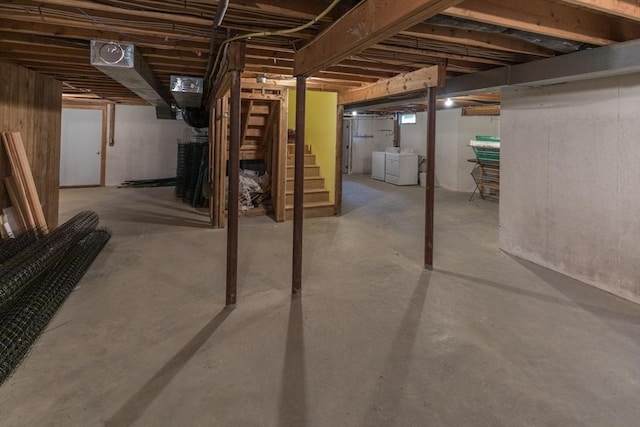 9 Beetlebung Grove Way, Chilmark, MA 02535 - unfinished basement with washer and clothes dryer and stairway