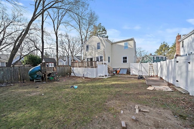 view of yard with a playground