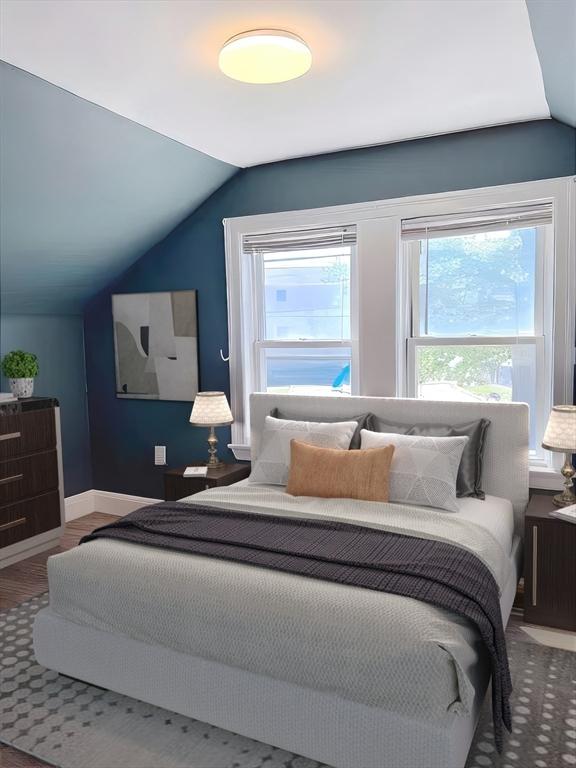 35 Neponset St, Revere, MA 02151 - bedroom featuring baseboards and lofted ceiling