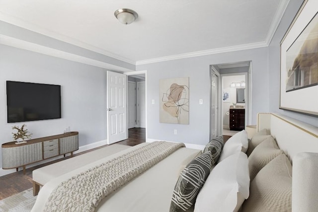 700 Shore Dr Unit 1106, Fall River, MA 02721 - bedroom with crown molding, wood finished floors, and connected bathroom