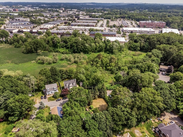 4 3rd Rd, Woburn, MA 01801 - aerial view of property and surrounding area featuring a heavily wooded area