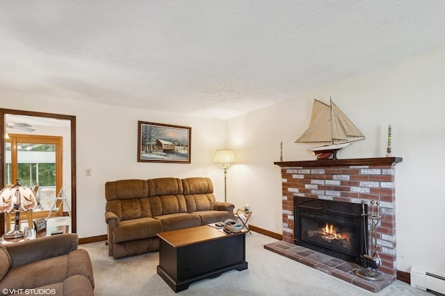 20 Lucia Dr, Milford, MA 01757 - carpeted living area featuring baseboard heating and a fireplace