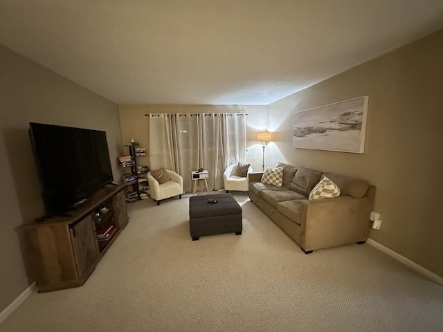 living room with light colored carpet