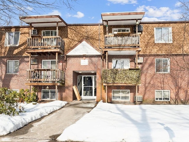 view of snow covered property