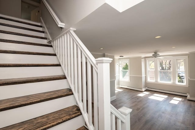 16 Horton St Unit 2, Salem, MA 01970 - stairs with wood finished floors, recessed lighting, ceiling fan, and baseboards