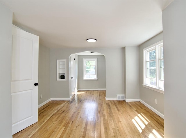 100 Haskin St, Springfield, MA 01109 - spare room featuring arched walkways, plenty of natural light, and light wood finished floors