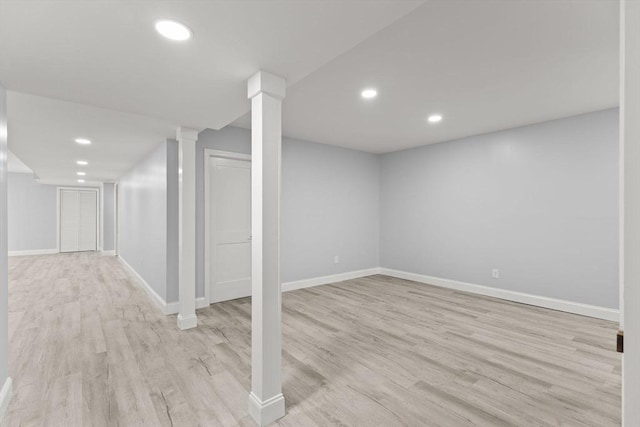 751 Sharps Lot Rd, Swansea, MA 02777 - finished below grade area with light wood-type flooring and recessed lighting