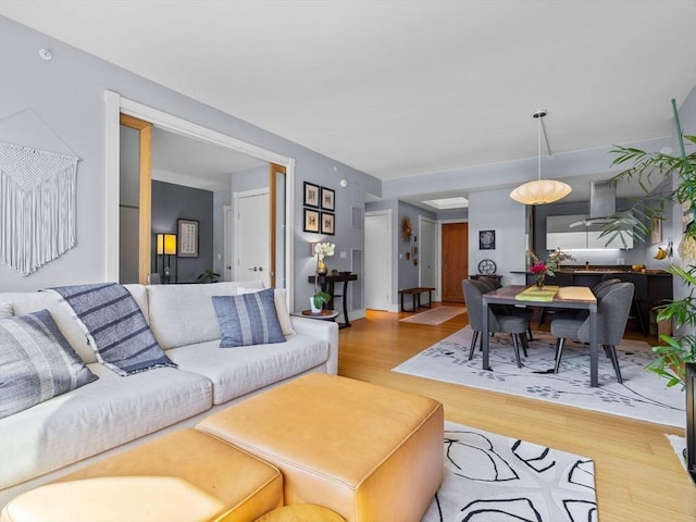 living area featuring wood finished floors