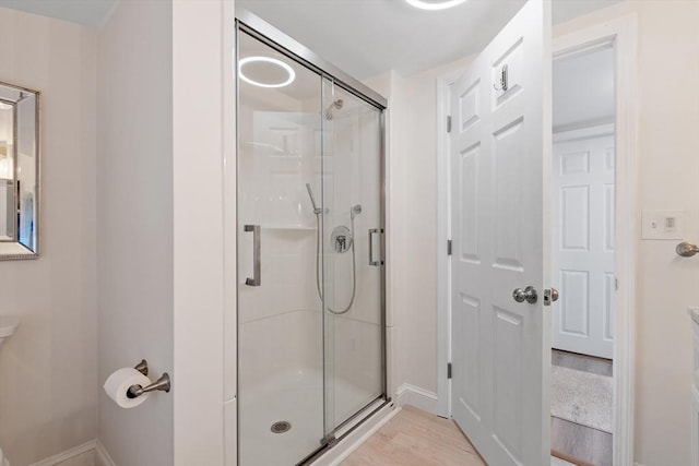 558 Amesbury Rd, Haverhill, MA 01830 - full bath with a shower stall and wood finished floors