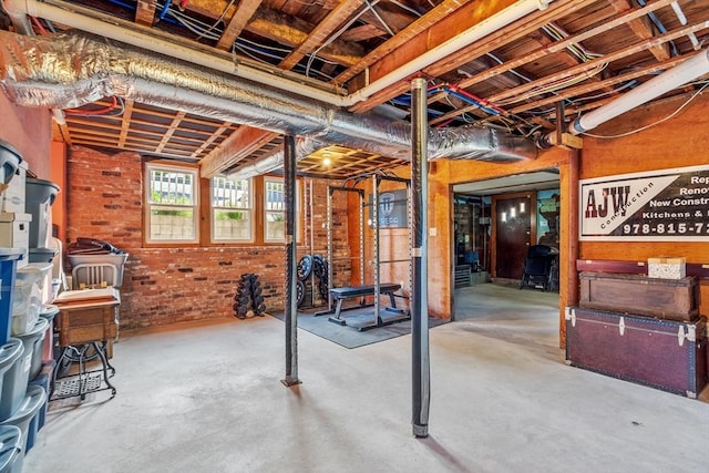 558 Amesbury Rd, Haverhill, MA 01830 - basement with brick wall