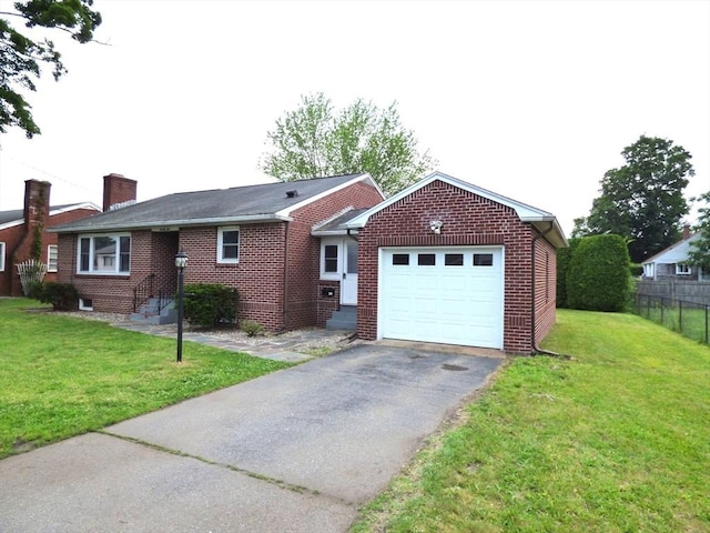 25 Williams St, Ludlow, MA 01056 - ranch-style house with brick siding, driveway, a chimney, an attached garage, and entry steps