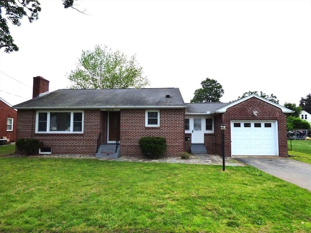 25 Williams St, Ludlow, MA 01056 - ranch-style home with brick siding, an attached garage, driveway, and entry steps