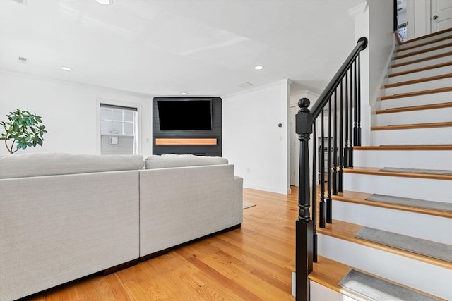 living room with hardwood / wood-style floors