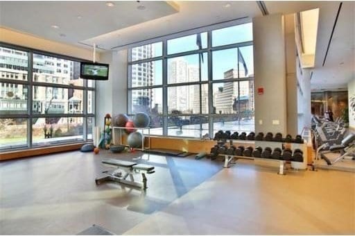 exercise room with plenty of natural light