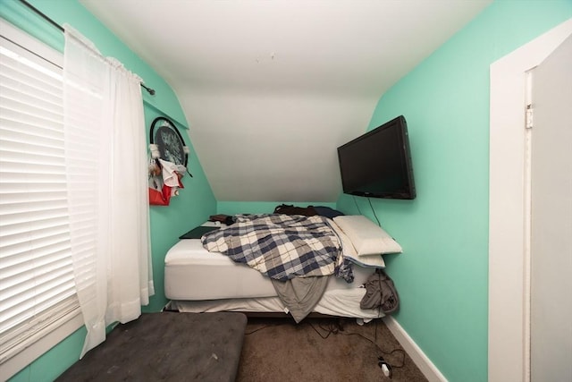 bedroom featuring vaulted ceiling