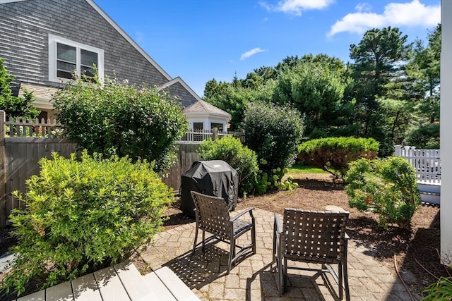 view of patio / terrace featuring grilling area