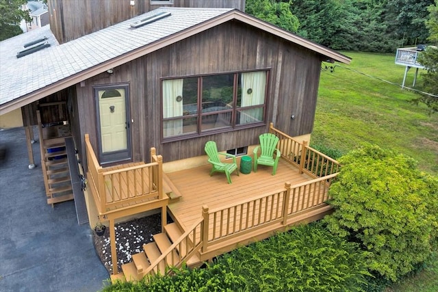 41 Kenwood Rd, Bourne, MA 02559 - wooden deck featuring a yard