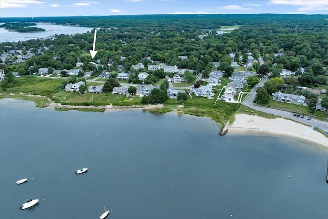 41 Kenwood Rd, Bourne, MA 02559 - birds eye view of property with a water view and a wooded view