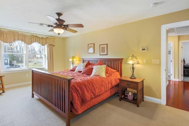 32 Erins Way, Holden, MA 01520 - carpeted bedroom featuring baseboards, attic access, and a ceiling fan