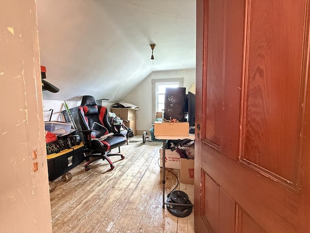 19 Davis St, Woburn, MA 01801 - home office featuring light wood-style flooring and vaulted ceiling
