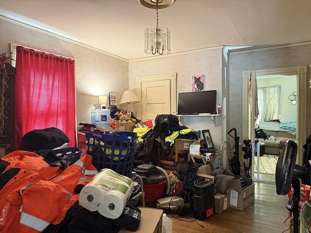 19 Davis St, Woburn, MA 01801 - interior space with wood finished floors and a chandelier