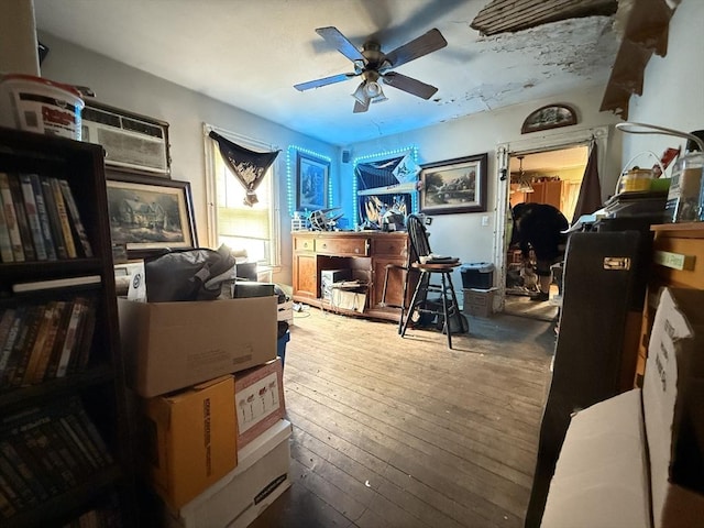 19 Davis St, Woburn, MA 01801 - home office featuring a ceiling fan and hardwood / wood-style flooring