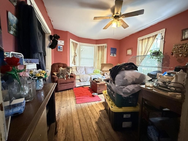19 Davis St, Woburn, MA 01801 - bedroom with wood-type flooring and a ceiling fan