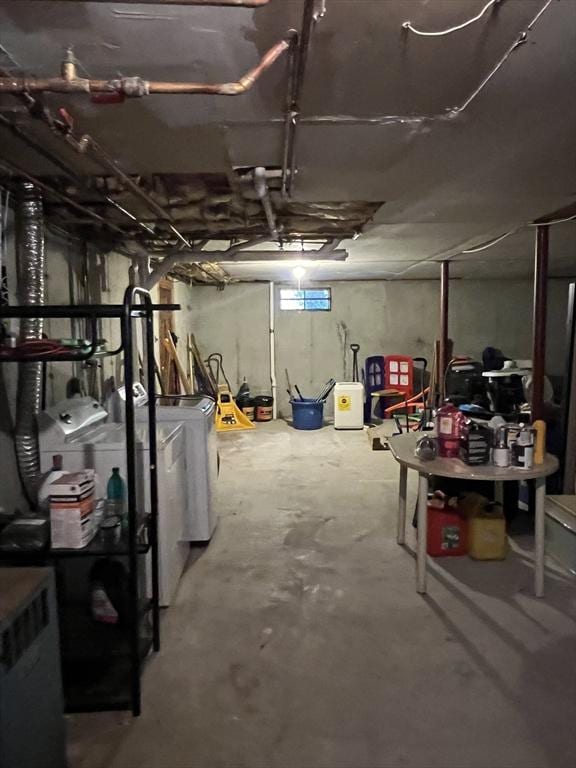 basement with separate washer and dryer